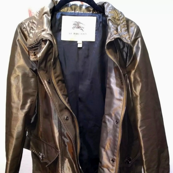 BURBERRY PROSRUM Size 6 Metallic Hooded Coat - Picture 14 of 16